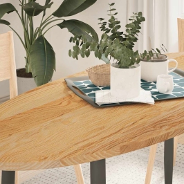 Tablero de mesa ovalado madera maciza de roble 140x60x2 cm