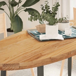 Tablero de mesa ovalado madera maciza de roble 140x60x4 cm