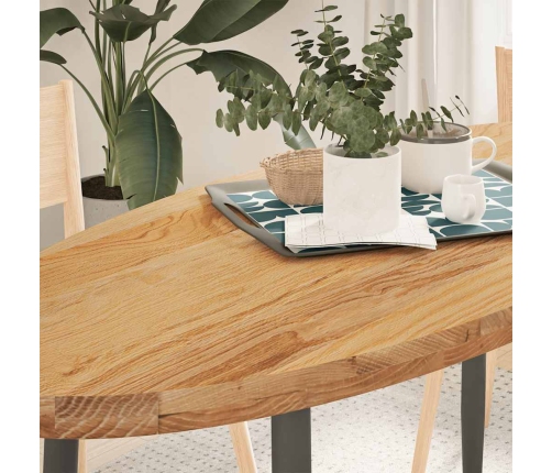 Tablero de mesa ovalado madera maciza de roble 140x60x4 cm