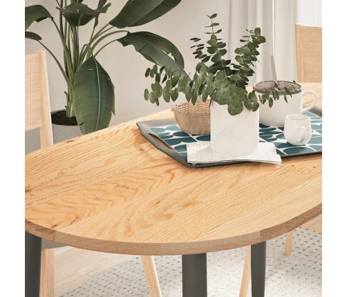 Tablero de mesa ovalado madera maciza de roble 120x60x2 cm