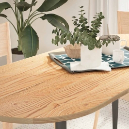 Tablero de mesa ovalado madera maciza de roble 140x60x2 cm