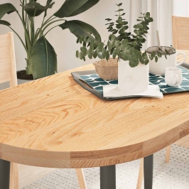 Tablero de mesa ovalado madera maciza de roble 120x60x4 cm