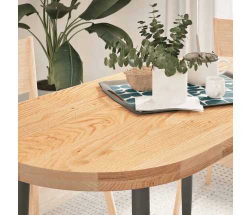 Tablero de mesa ovalado madera maciza de roble 120x60x4 cm