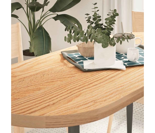 Tablero de mesa ovalado madera maciza de roble 140x60x4 cm