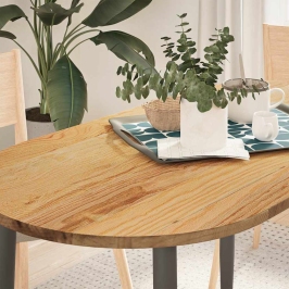 Tablero de mesa ovalado madera maciza de roble 120x60x2 cm