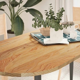 Tablero de mesa ovalado madera maciza de roble 140x60x2 cm