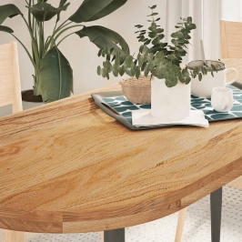 Tablero de mesa ovalado madera maciza de roble 140x60x4 cm