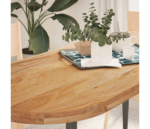 Tablero de mesa ovalado madera maciza de roble 140x60x4 cm