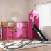 Litera con tobogán y cortinas rosa 90x200 cm