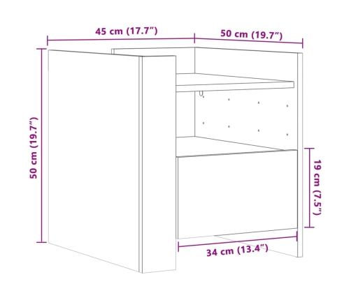 Mesita de noche madera de ingeniería blanco 45x50x50 cm