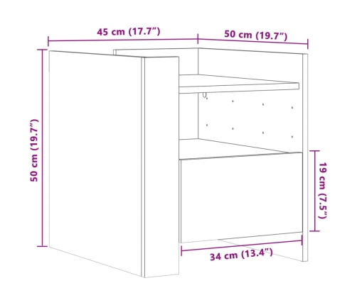 Mesita de noche madera de ingeniería roble Sonoma 45x50x50 cm