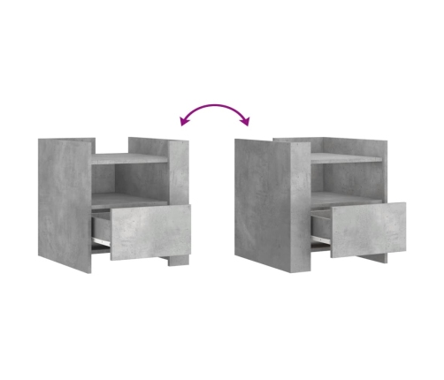 Mesita de noche madera de ingeniería gris hormigón 45x50x50 cm