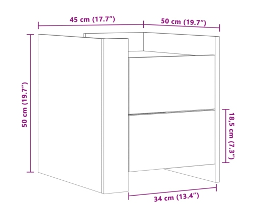 Mesita de noche madera de ingeniería blanco 45x50x50 cm