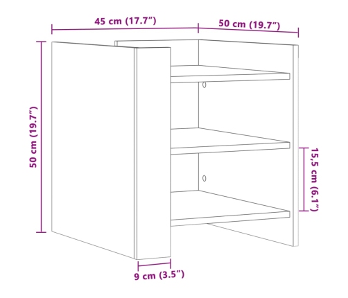 Mesita de noche madera de ingeniería blanco 45x50x50 cm