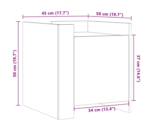 Mesita de noche madera de ingeniería blanco 45x50x50 cm