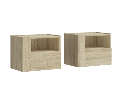 Mesitas de noche de pared 2 unidades roble Sonoma 45x30x35 cm