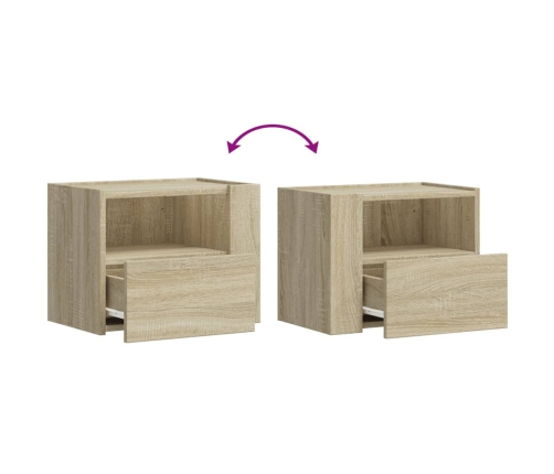 Mesitas de noche de pared 2 unidades roble Sonoma 45x30x35 cm