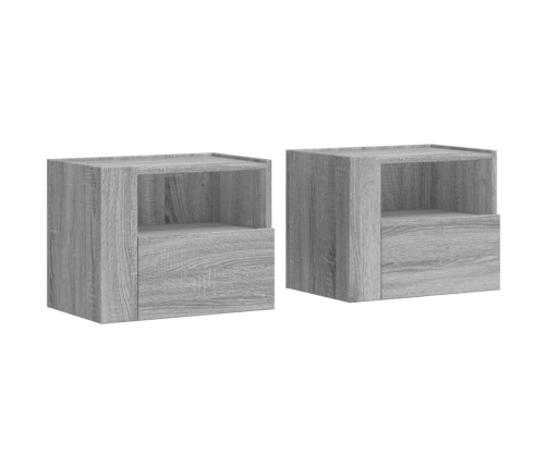 Mesitas de noche de pared 2 uds gris Sonoma 45x30x35 cm