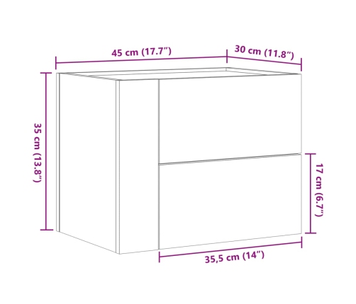 vidaXL Mesitas de noche de pared 2 unidades blanca 45x30x35 cm