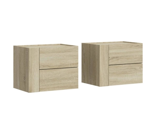 Mesitas de noche de pared 2 unidades roble Sonoma 45x30x35 cm