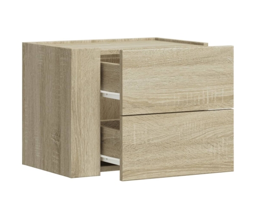 vidaXL Mesitas de noche de pared 2 unidades roble Sonoma 45x30x35 cm