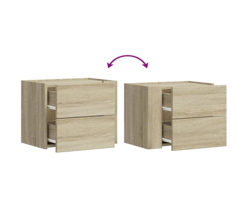 Mesitas de noche de pared 2 unidades roble Sonoma 45x30x35 cm