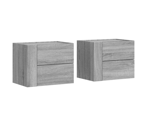 Mesitas de noche de pared 2 uds gris Sonoma 45x30x35 cm