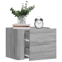 Mesitas de noche de pared 2 uds gris Sonoma 45x30x35 cm