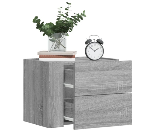 Mesitas de noche de pared 2 uds gris Sonoma 45x30x35 cm