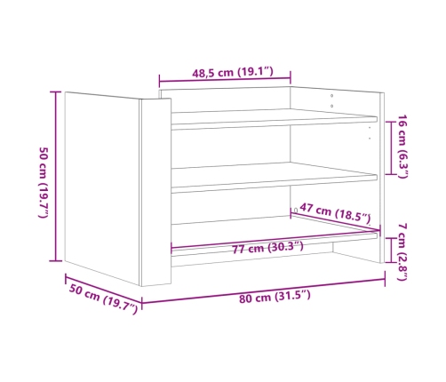 Mesa de centro madera de ingeniería blanca 80x50x50 cm