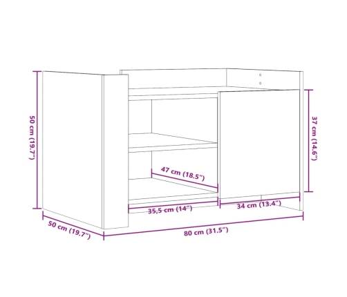 vidaXL Mesa de centro madera de ingeniería blanca 80x50x50 cm