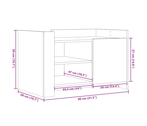 Mesa de centro madera de ingeniería negra 80x50x50 cm