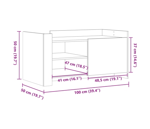 Mesa de centro de madera de ingeniería blanca 100x50x50 cm