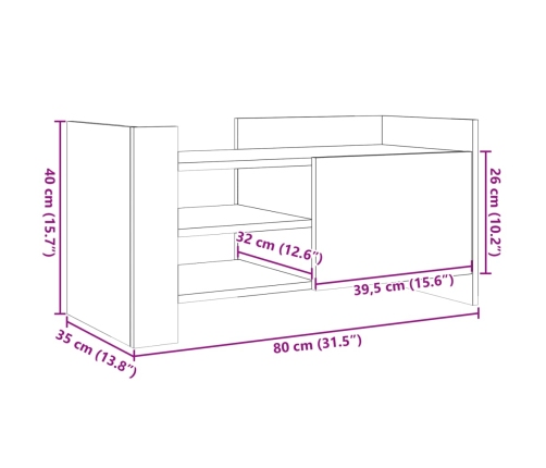 Mueble de TV madera de ingeniería blanco 80x35x40 cm