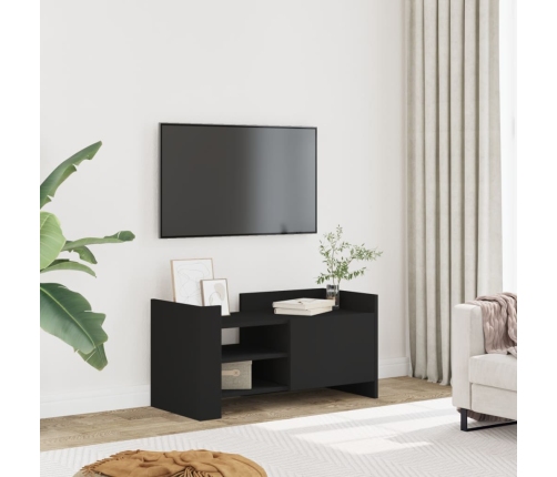 Mueble de TV madera de ingeniería negro 80x35x40 cm