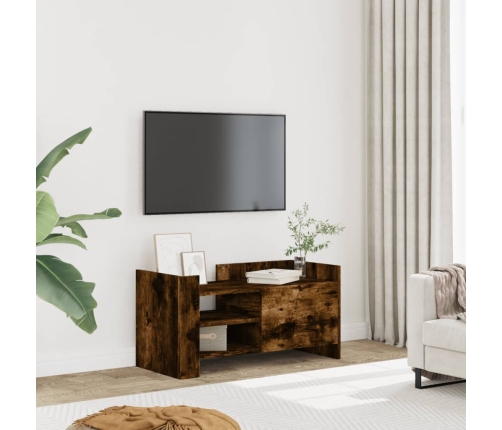 Mueble de TV madera de ingeniería roble ahumado 80x35x40 cm