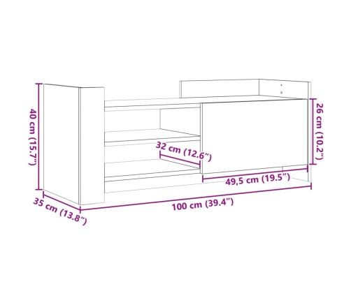 Mueble para TV contrachapada gris hormigón 100x35x40 cm