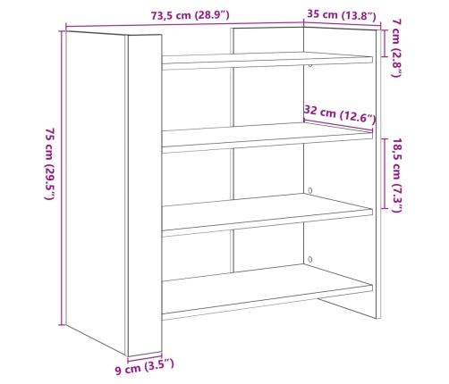 Aparador de madera de ingeniería blanco 73,5x35x75 cm