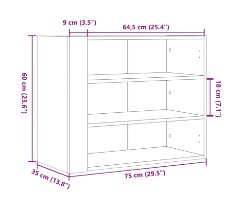 Armario de pared madera de ingeniería blanco 75x35x60 cm