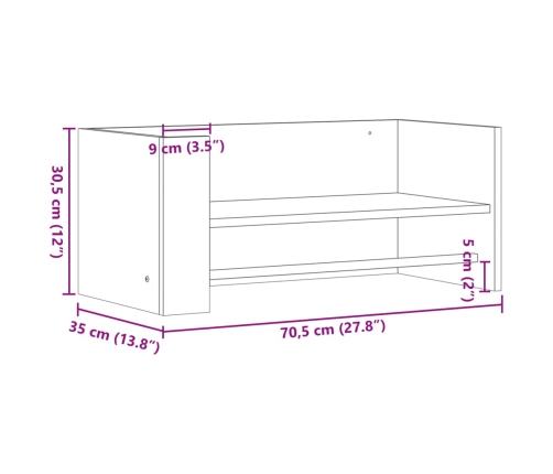 Estante de pared madera de ingeniería blanco 70,5x35x30,5 cm