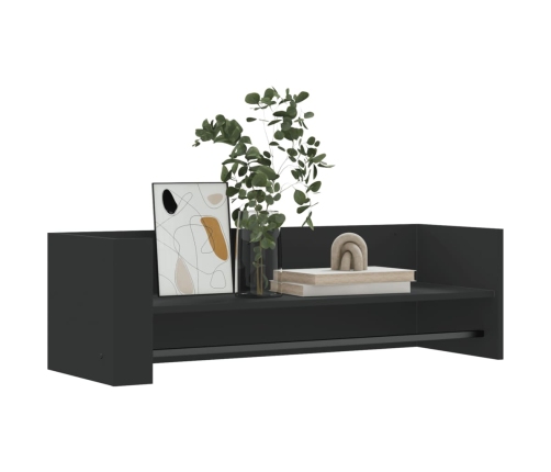 Estante de pared madera de ingeniería negro 100x35x30,5 cm