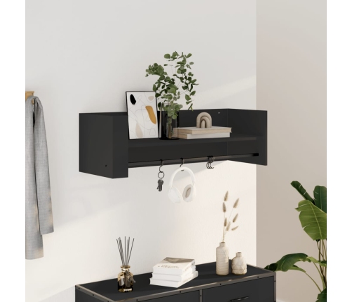 Estante de pared madera de ingeniería negro 100x35x30,5 cm