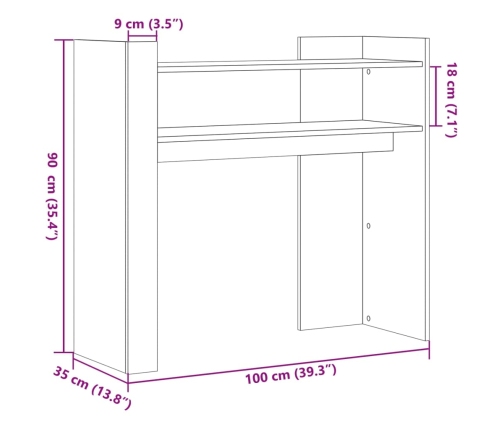 Mesa consola de madera de ingeniería blanca 100x35x90 cm