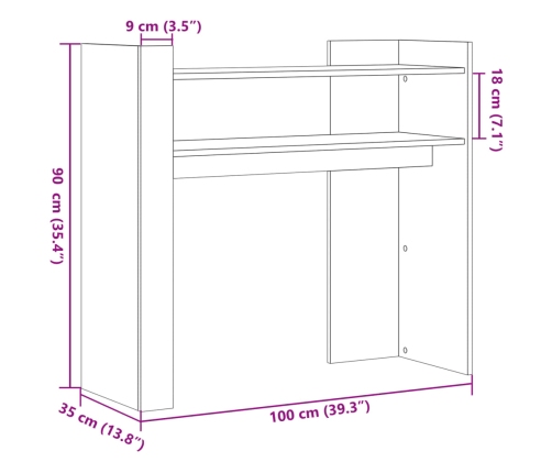 Mesa consola de madera de ingeniería negra 100x35x90 cm