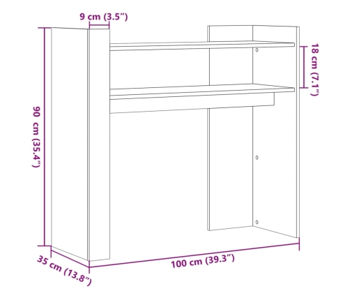 Mesa consola de madera de ingeniería gris hormigón 100x35x90 cm