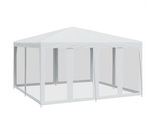 Carpa para fiestas con 8 paredes de malla HDPE blanco 4x4 m