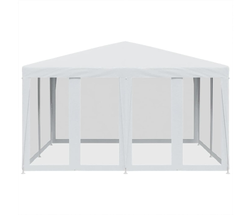 Carpa para fiestas con 8 paredes de malla HDPE blanco 4x4 m