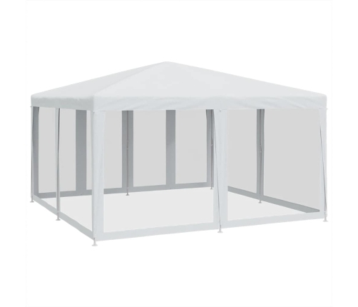 Carpa para fiestas con 8 paredes de malla HDPE blanco 4x4 m