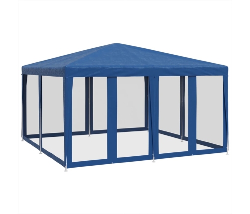 Carpa para fiestas con 8 paredes de malla HDPE azul 4x4 m