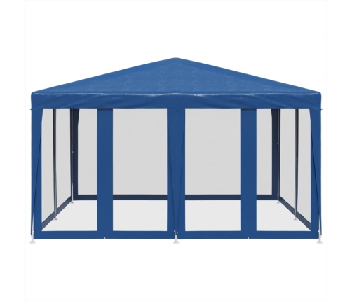 Carpa para fiestas con 8 paredes de malla HDPE azul 4x4 m